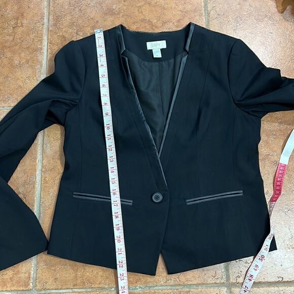 Loft Leather Trimmed Black Blazer Size M - Picture 9 of 9